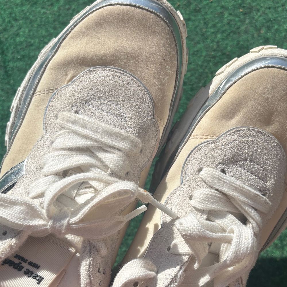 kate spade Cream White Lace-Up Sneakers with Logo Tongue - Picture 13 of 14